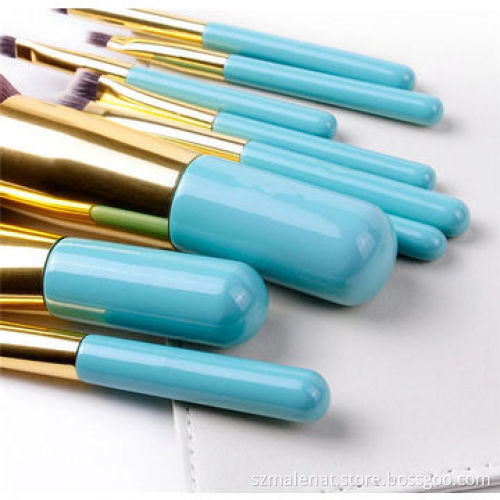 Sky Blue Makeup Brush set, Double Color Synthetic Hair, Suitable for Women Girls